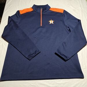 MLB Genuine Merchandise Houston Astros Sweater Mens XL Blue 1/4 Zip PullOver